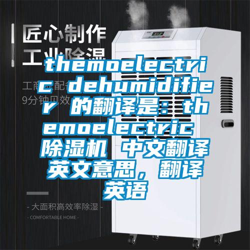 themoelectric dehumidifier 的翻译是:themoelectric 除湿机 中文翻译英文意思,翻译英语