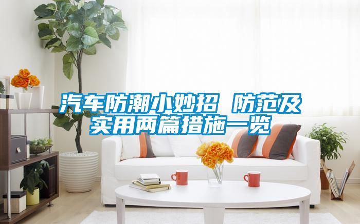 汽车防潮小妙招 防范及实用两篇措施一览